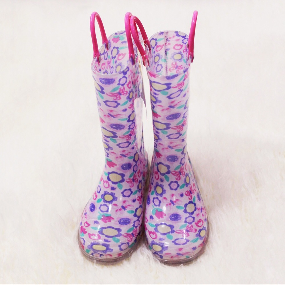 NWT Members Mark Girls Light Up Flower🌸Rain Boots - Picture 2 of 8
